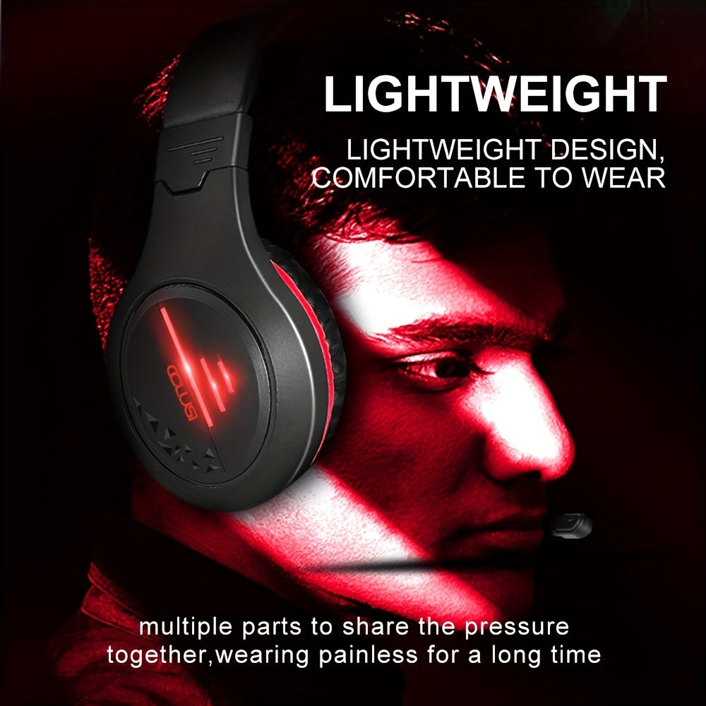 CLS100  Gaming Computer Headset with Noise Canceling Mic, One-Touch Mute, LED Light, Pressure Reducing Headband,Over-Ear Headphones for Tablet/PS4PS5/PC/Switch, red