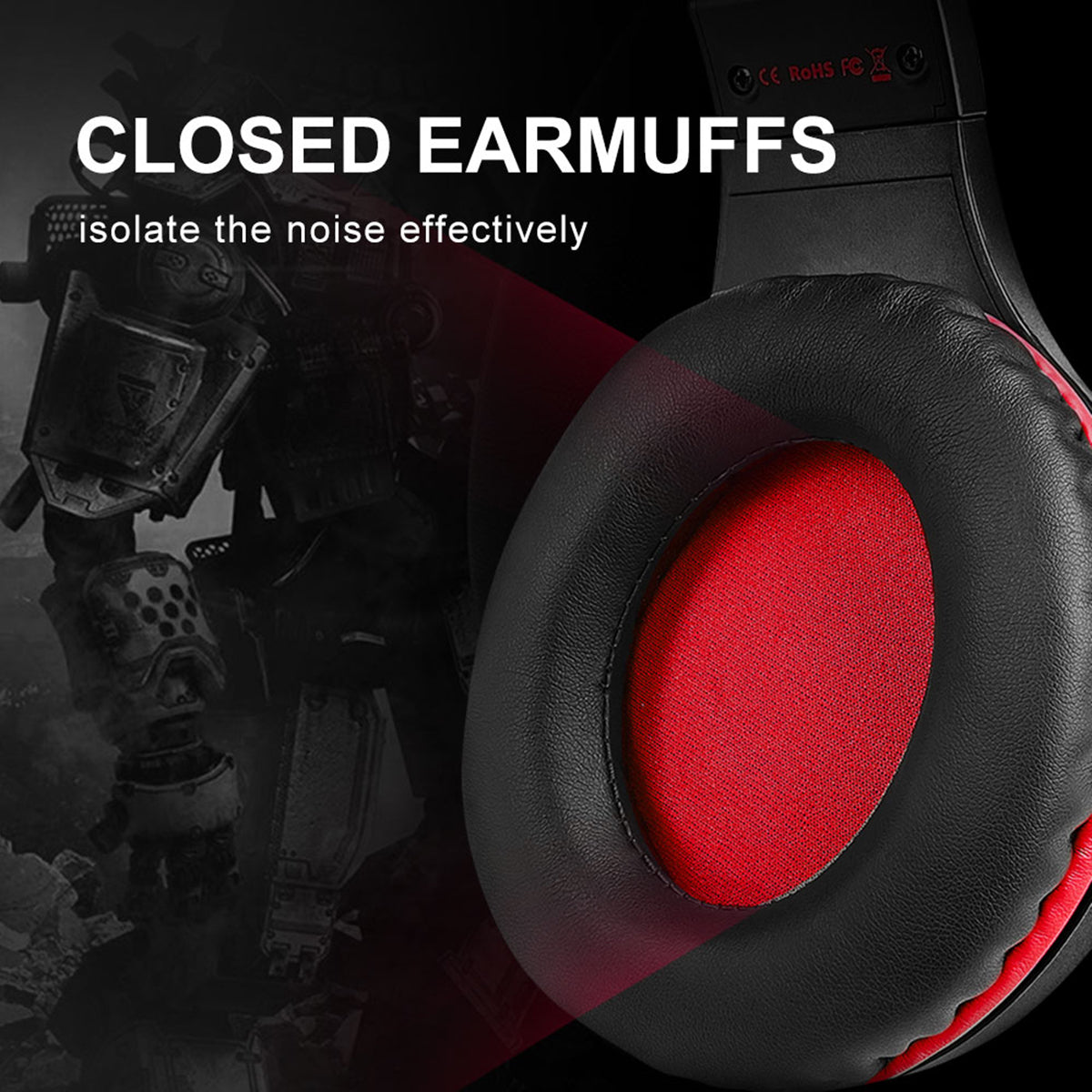 CLS100  Gaming Computer Headset with Noise Canceling Mic, One-Touch Mute, LED Light, Pressure Reducing Headband,Over-Ear Headphones for Tablet/PS4PS5/PC/Switch, red