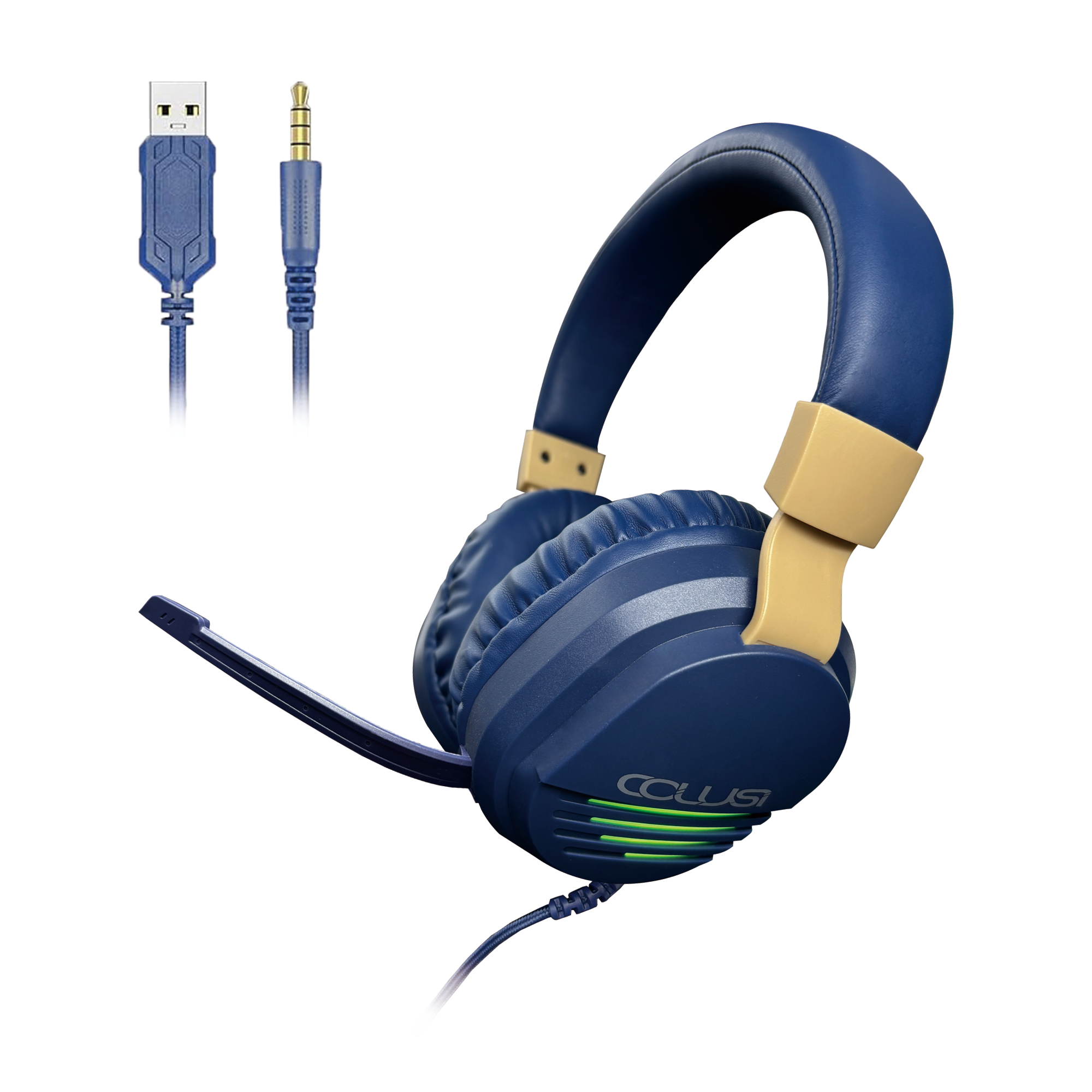 CLS500 blue Wired Gaming Headset with Noise-Cancelling Mic Over-Ear Headphone for PS4PS5 ,PC, One Controller, Stereo Bass Surround, Soft Memory Earmuffs for Laptop