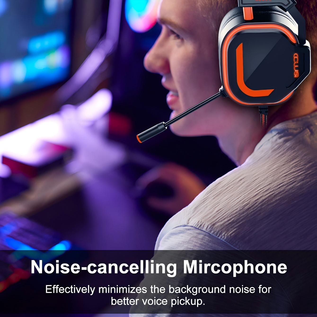 C200U  7.1 Surround Sound Gaming Headset with for PS5, PS4, Xbox Series X/S, Xbox one, Stereo Headphones with Comfortable Ergonomic Earmuff ,Noise Cancelling Mic-orange