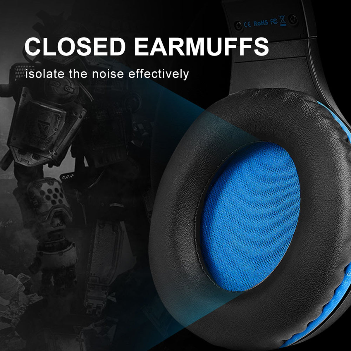 CLS100 Stereo Gaming Headset with Noise Canceling Mic,,Over-Ear Earmuffs, Memory Foam Ear Pads, One-Touch Mute, for Tablet/PS4/PS5/PC/Xbox One/Switch, blue
