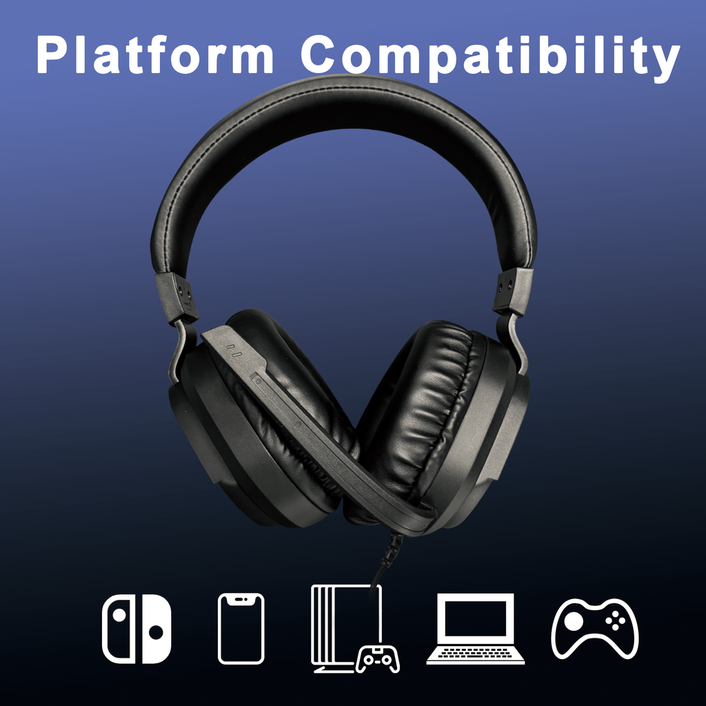 CLS500 Black Wired Gaming Headset for PS4,PS5,PC, Over-Ear Headphone with Noise Isolation Canceling Mic, One-touch Mute, Colorful Light Effect, Surround Sound