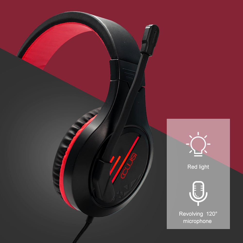 CLS100  Gaming Computer Headset with Noise Canceling Mic, One-Touch Mute, LED Light, Pressure Reducing Headband,Over-Ear Headphones for Tablet/PS4PS5/PC/Switch, red