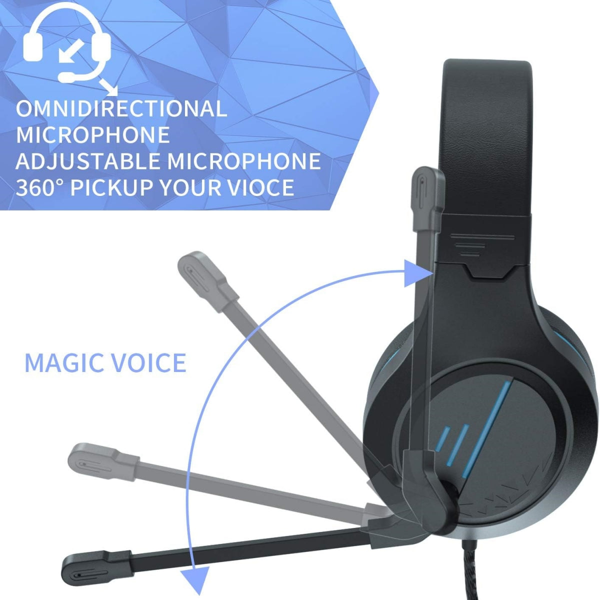 CLS100 Stereo Gaming Headset with Noise Canceling Mic,,Over-Ear Earmuffs, Memory Foam Ear Pads, One-Touch Mute, for Tablet/PS4/PS5/PC/Xbox One/Switch, blue