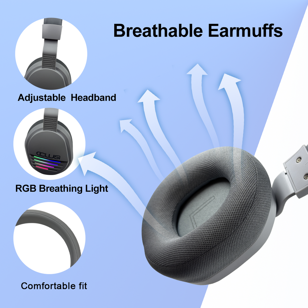 Wireless Gaming Headset for PC, Ps5, Ps4, 2.4Ghz and Bluetooth Gaming Headset with Noise-Canceling Microphone, 48Hours Battery Life