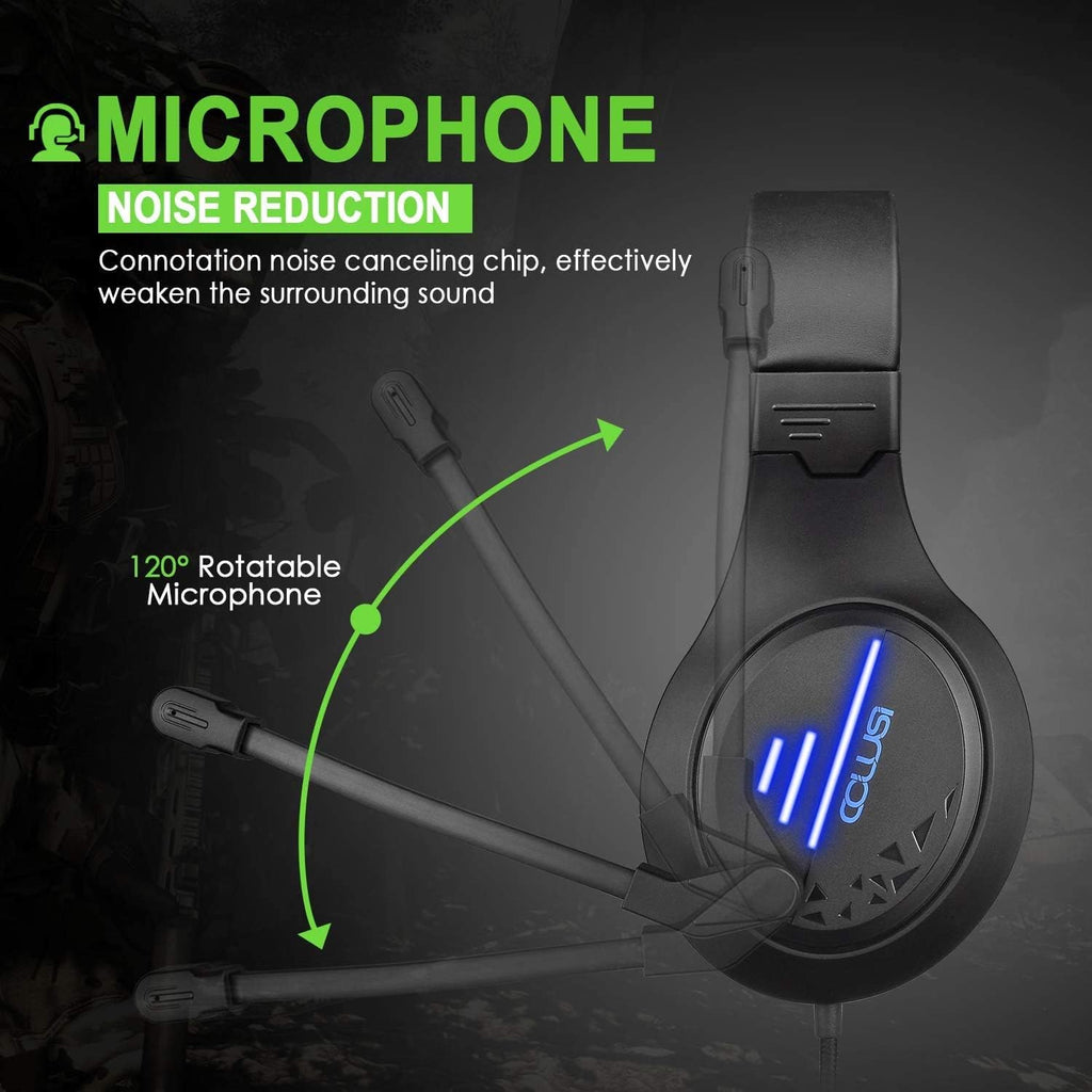 CLS100 Stereo Gaming Headset with Noise Canceling Mic,,Over-Ear Earmuffs, Memory Foam Ear Pads, One-Touch Mute, for Tablet/PS4/PS5/PC/Xbox One/Switch, blue