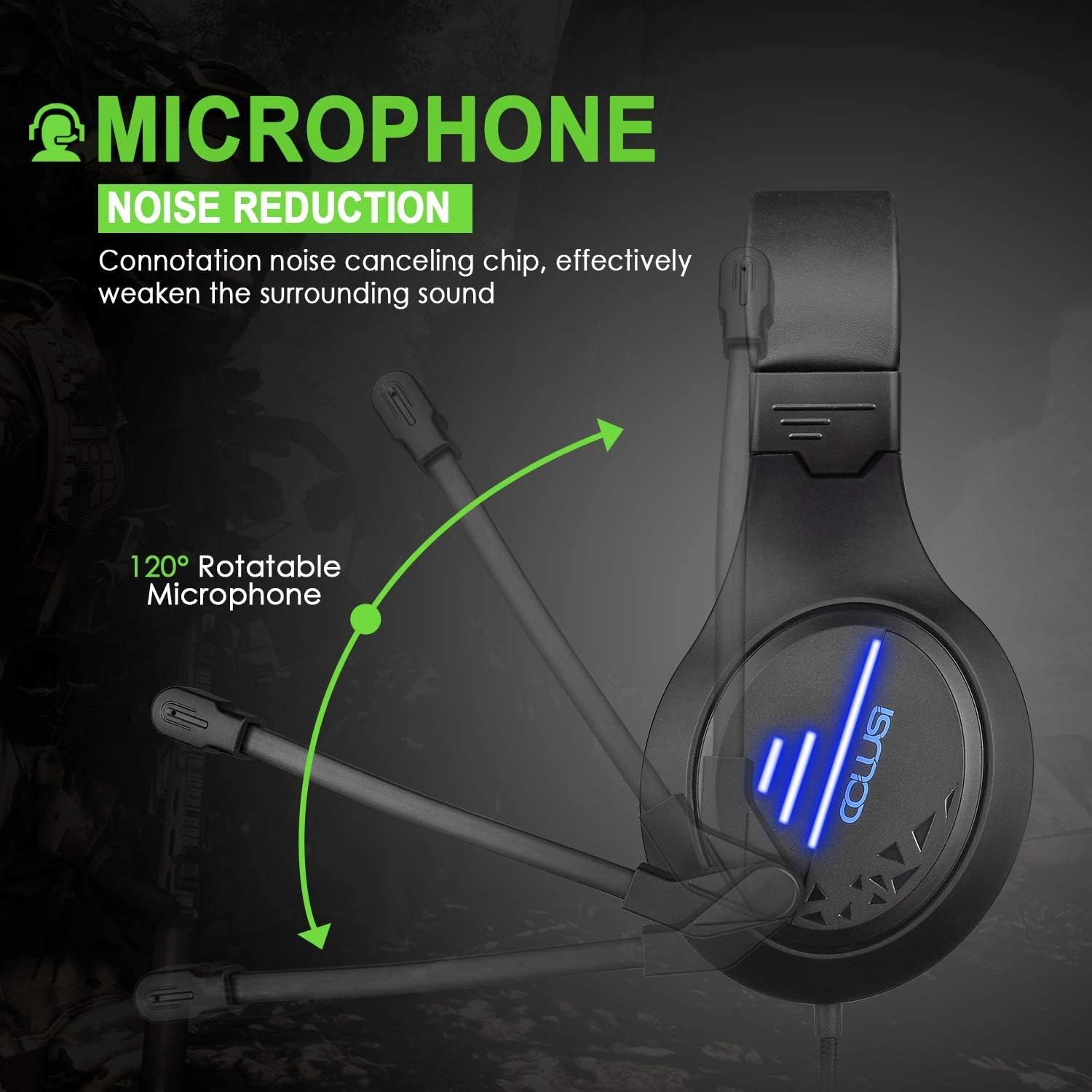 CLS100 Stereo Gaming Headset with Noise Canceling Mic,,Over-Ear Earmuffs, Memory Foam Ear Pads, One-Touch Mute, for Tablet/PS4/PS5/PC/Xbox One/Switch, blue