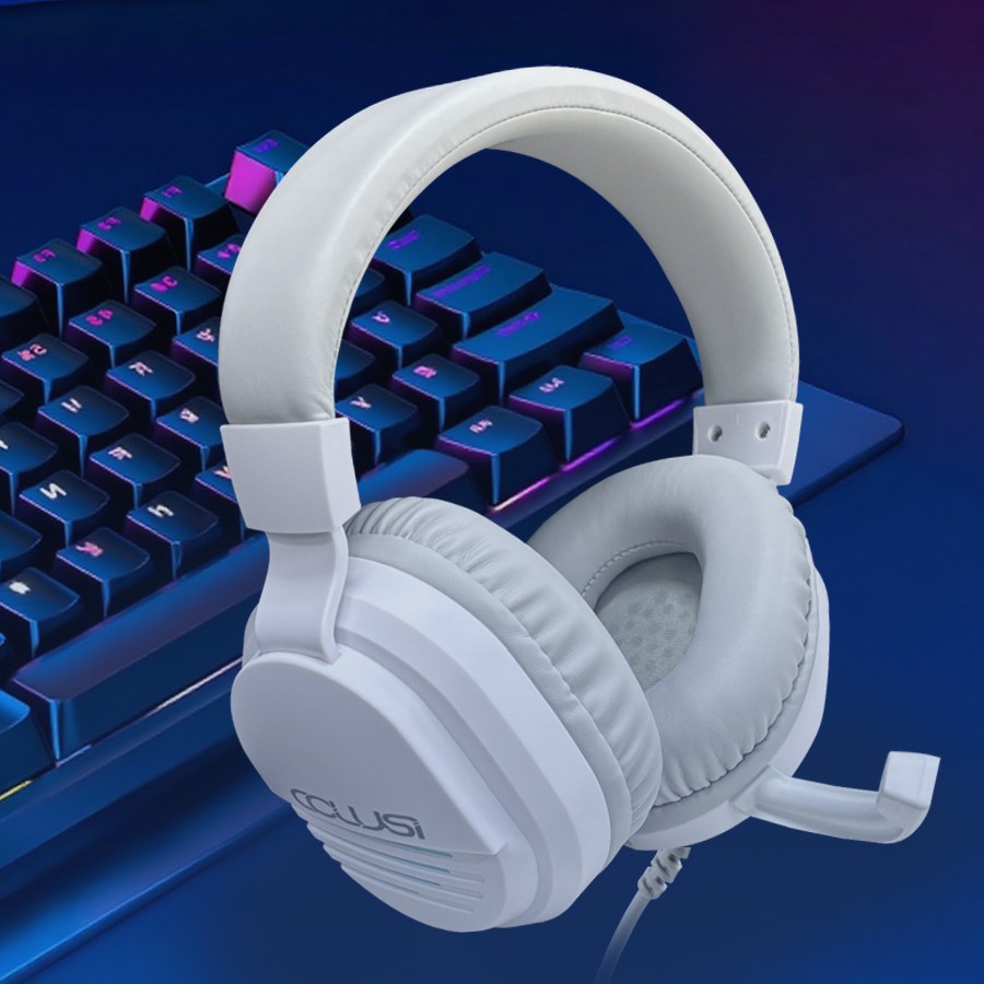 CLS500 White Gaming Headset with Noise Cancelling Mic for PC PS5 PS4 Xbox One Mac Switch, Over-Ear Headphones with Bass Surround,  Soft Memory Earmuffs