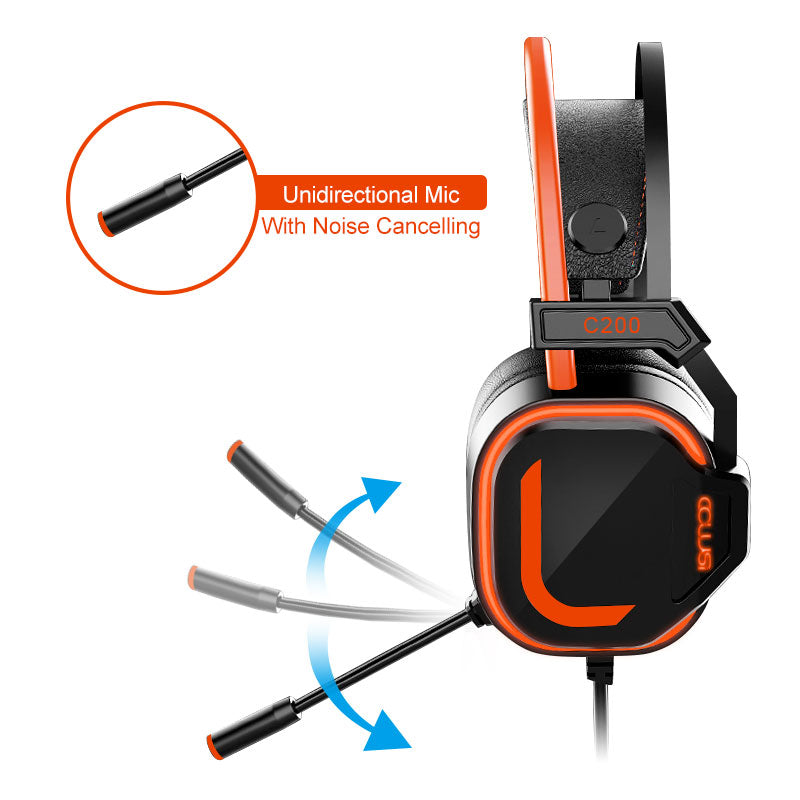 C200 Gaming Headset for PS5, PS4, PC, Laptop - Over-Ear Headphones with Mic, Stereo, Wired Gaming Headset with 3.5mm Audio Jack - Orange