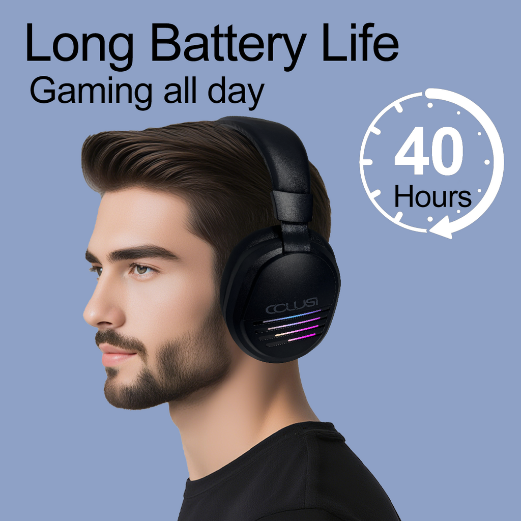 Wireless Gaming Headset with Noise Cancelling Microphone 48 Hours Battery, Bluetooth 5.3 Gaming Headset, 2.4GHz, for PS5/PS4 PC, Laptop, Mac