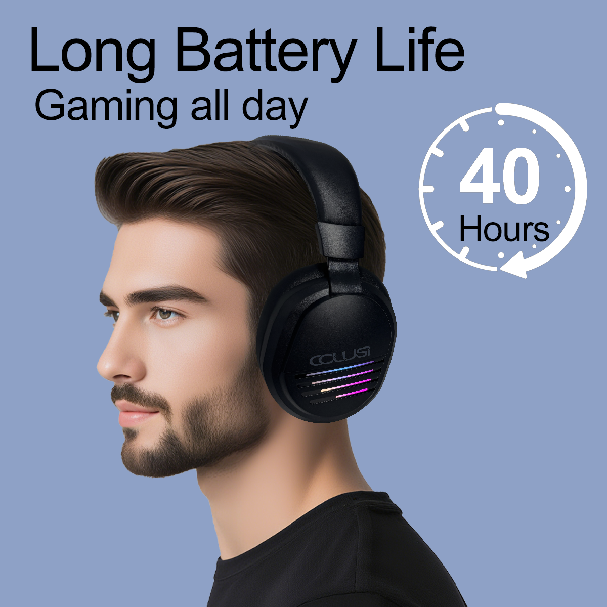 Wireless Gaming Headset with Noise Cancelling Microphone 48 Hours Battery, Bluetooth 5.3 Gaming Headset, 2.4GHz, for PS5/PS4 PC, Laptop, Mac