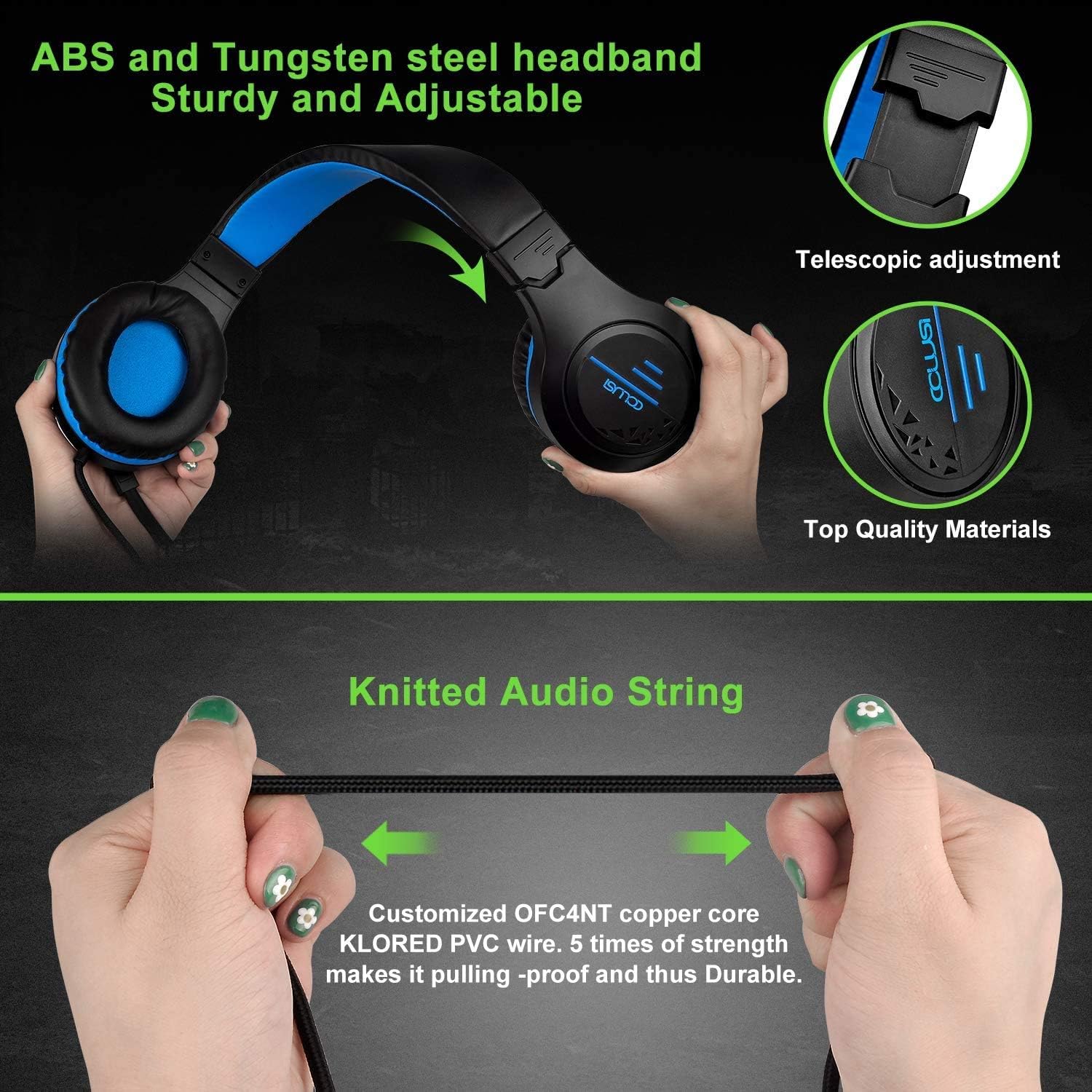 CLS100 Stereo Gaming Headset with Noise Canceling Mic,,Over-Ear Earmuffs, Memory Foam Ear Pads, One-Touch Mute, for Tablet/PS4/PS5/PC/Xbox One/Switch, blue