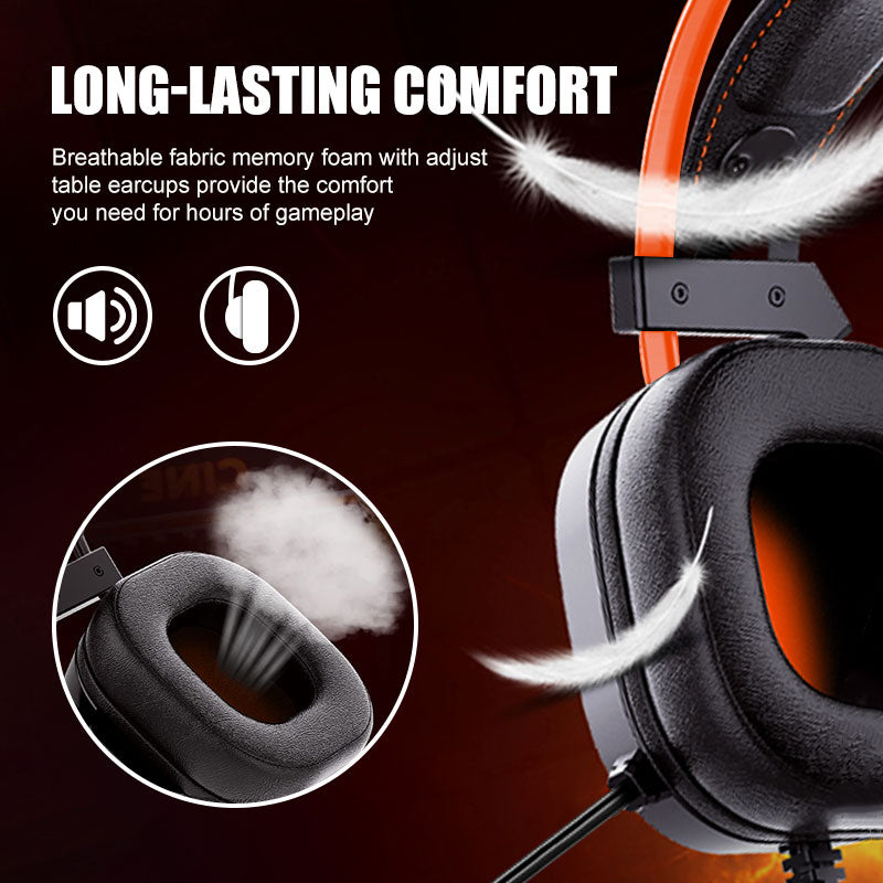 C200 Gaming Headset for PS5, PS4, PC, Laptop - Over-Ear Headphones with Mic, Stereo, Wired Gaming Headset with 3.5mm Audio Jack - Orange
