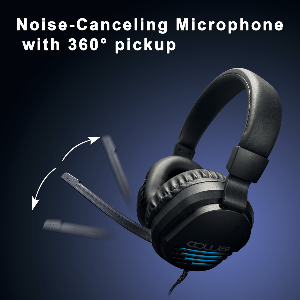 CLS500 Black Wired Gaming Headset for PS4,PS5,PC, Over-Ear Headphone with Noise Isolation Canceling Mic, One-touch Mute, Colorful Light Effect, Surround Sound