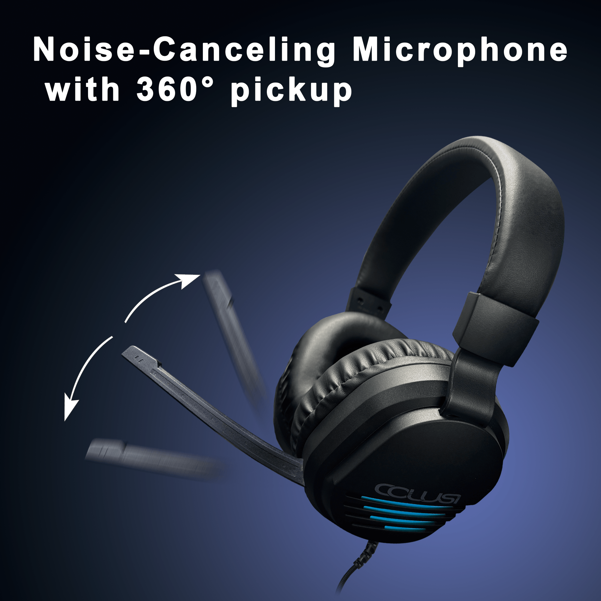 CLS500 Black Wired Gaming Headset for PS4,PS5,PC, Over-Ear Headphone with Noise Isolation Canceling Mic, One-touch Mute, Colorful Light Effect, Surround Sound