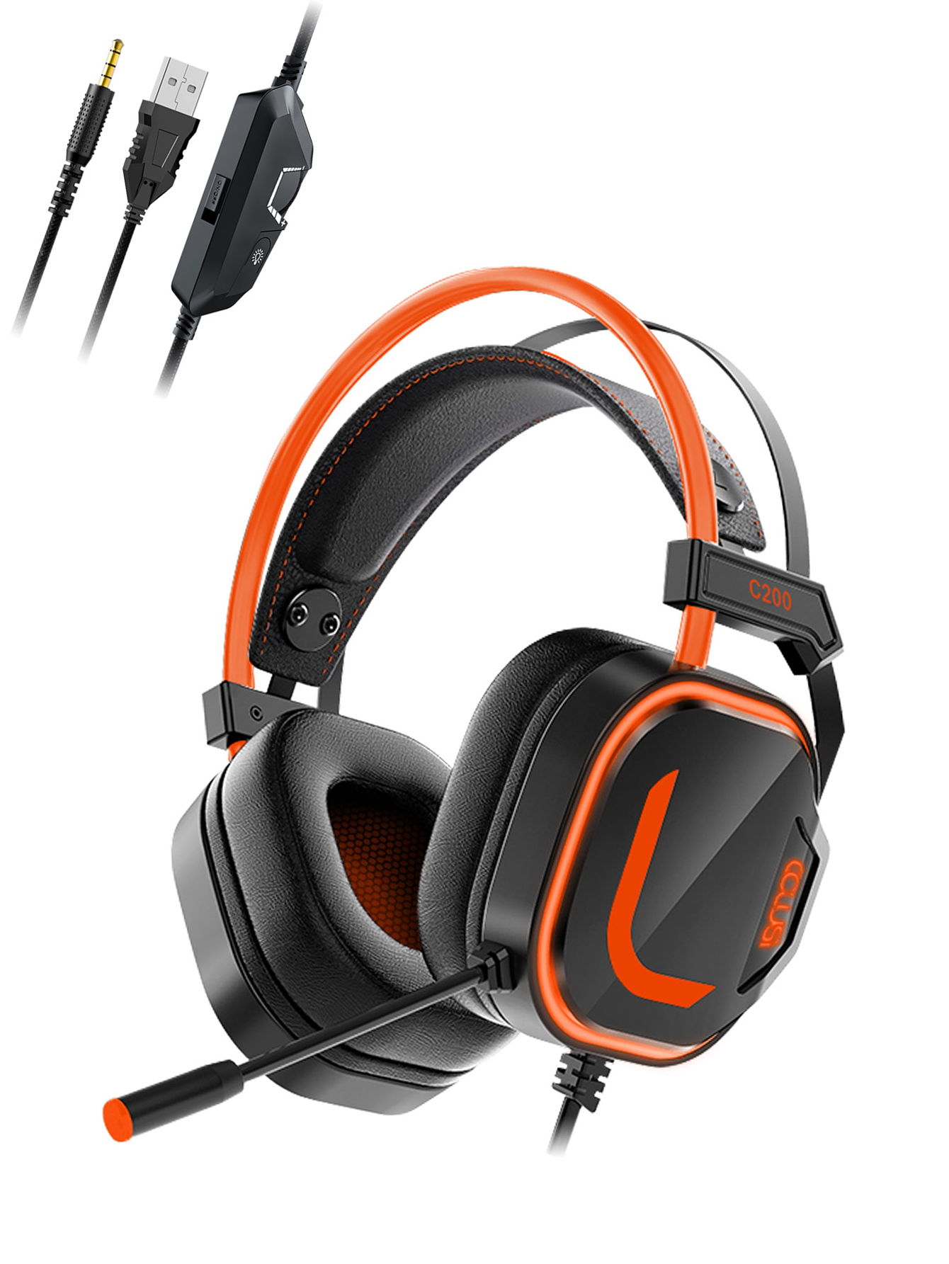 C200 Gaming Headset for PS5, PS4, PC, Laptop - Over-Ear Headphones with Mic, Stereo, Wired Gaming Headset with 3.5mm Audio Jack - Orange