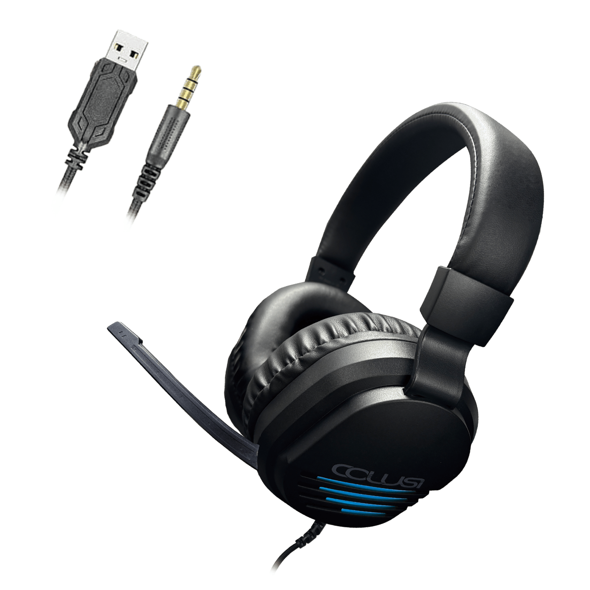 CLS500 Black Wired Gaming Headset for PS4,PS5,PC, Over-Ear Headphone with Noise Isolation Canceling Mic, One-touch Mute, Colorful Light Effect, Surround Sound