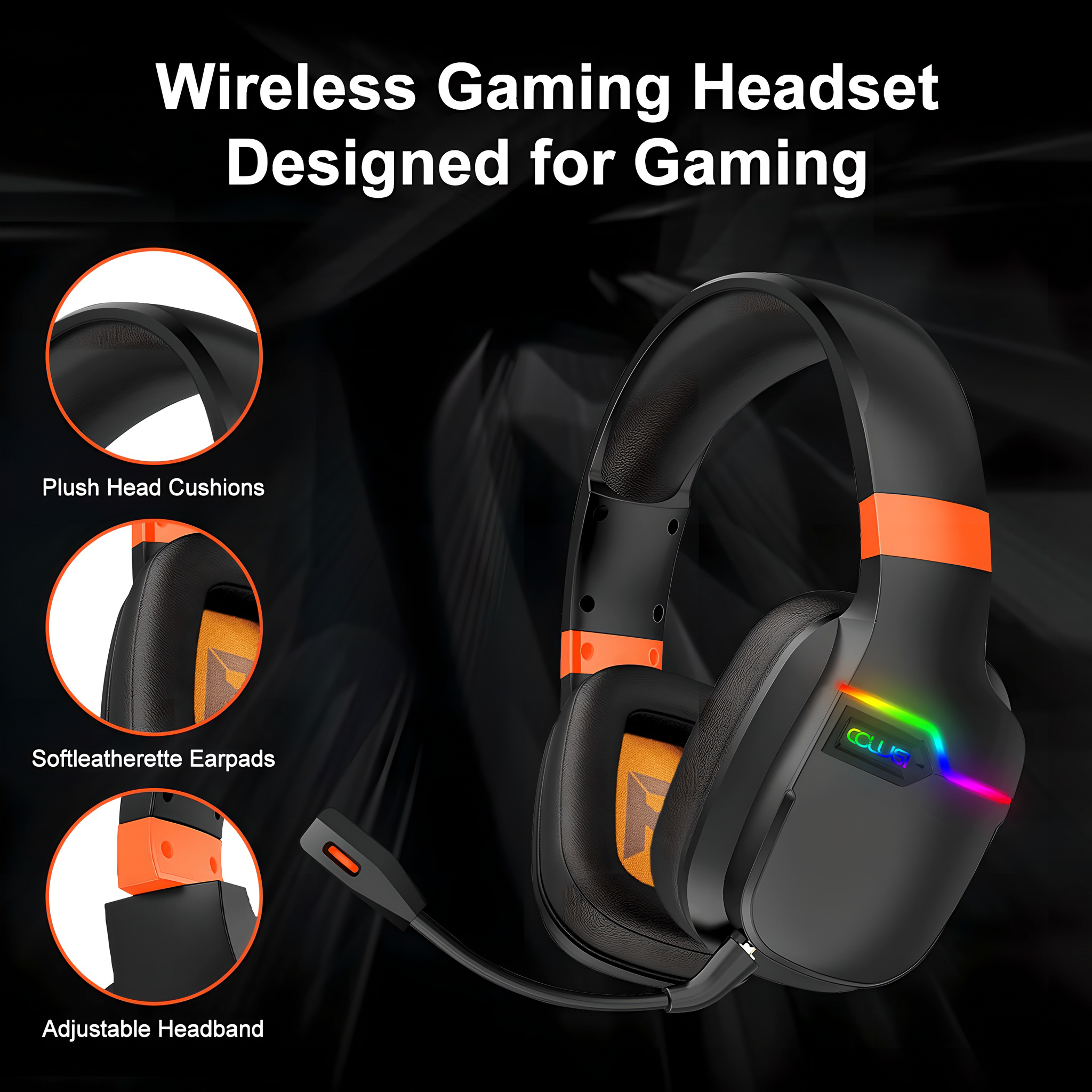 2.4GHz & Bluetooth Wireless Gaming Headset for PC, Ps5, Ps4, 30 Hour Gaming Headset with Adjustable Earband.