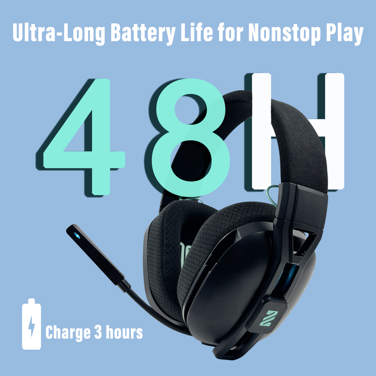 Wireless Gaming Headset for PS5/PC/Laptop - 2.4G Wireless & Bluetooth Dual Connection, Gaming Headphone 48H Battery Life, Memory Foam Earpads & Foldable