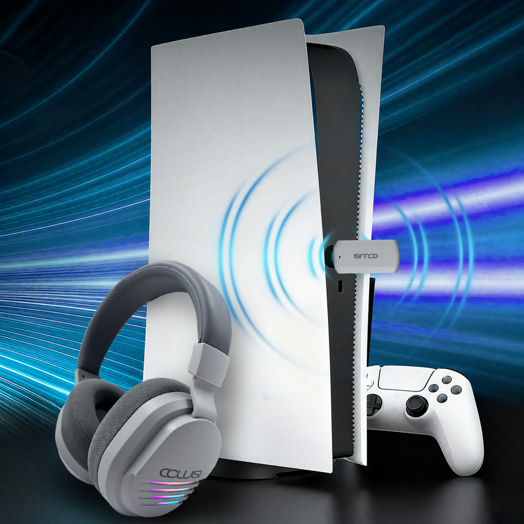 Wireless Gaming Headset for PC, Ps5, Ps4, 2.4Ghz and Bluetooth Gaming Headset with Noise-Canceling Microphone, 48Hours Battery Life