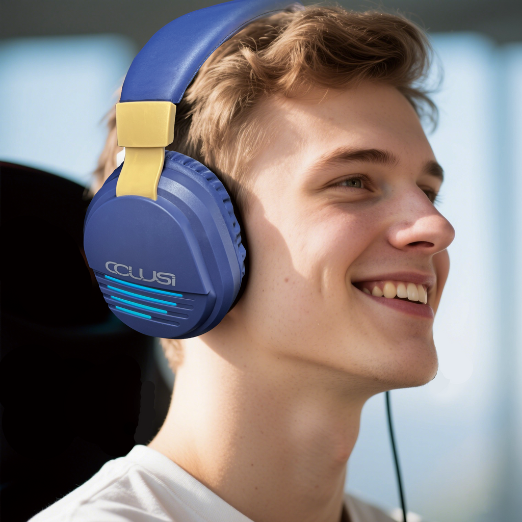 CLS500 blue Wired Gaming Headset with Noise-Cancelling Mic Over-Ear Headphone for PS4PS5 ,PC, One Controller, Stereo Bass Surround, Soft Memory Earmuffs for Laptop